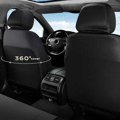 Coverado Automotive Seat Covers Full Set, Luxury Car Seat Covers, Leather Seat Covers, Mesh Design, Black Driver Seat Protectors, Universal Fit for SUVs, Trucks, Sedans
