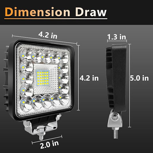 San Young LED Light Pods for Truck, 4 Inch 12V 24V LED Tractor Work Lights 120W 10000lm Fog Lights ATV UTV RV OTR Boat Golf Cart Off-Road Light Bar, 4 Pack Spot Beam
