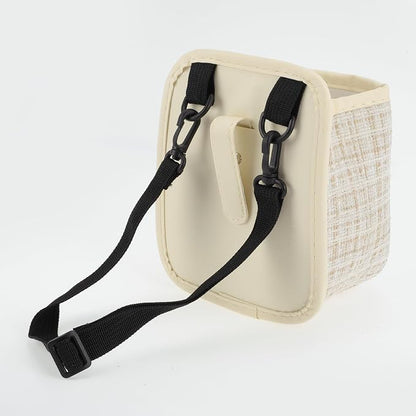 Car Trash Can Portable and Hanging 6.3" Length 3.9" Width 7.1" Height Trash Bin Fabric Beige 1 Pcs