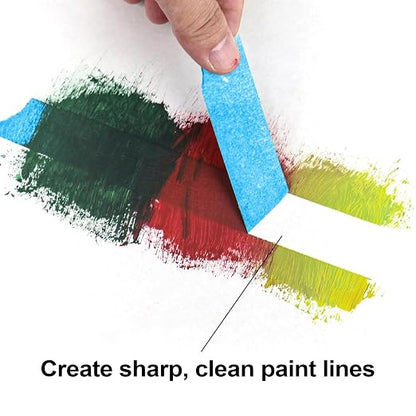 BOMEI PACK Blue Painters Tape 1 Inch Bulk - Paint Tape 6 Rolls x 1 Inch x 60 Yards - Painter's Tape Sky Blue Masking Tape for Walls Painting, DIY Crafting and School Projects, Total 360 Yards