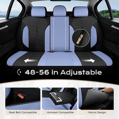Coverado Leather Seat Covers Full Set Automotive Front and Back Seat Covers Waterproof Car Seat Cushion Protector Universal Fit for Most Cars SUV Trucks, Blue&Black