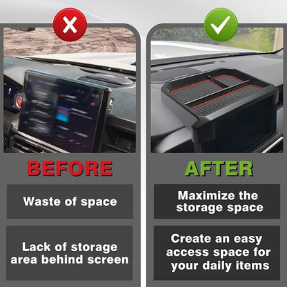 Muslogy Dashboard Storage Box for 2024 2025 2026 Tacoma & 2025 2026 4Runner Accessories Center Console Organizer w/ 8-inch Screen for SR SR5 TRD PreRunner TRD Sport Off-Road Pro Trailhunter (Red)