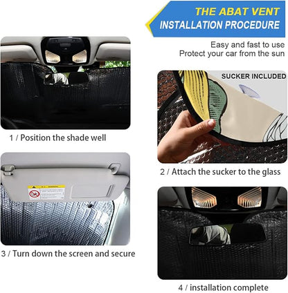 Bee White Daisy Windshield Sun Shade Blocks UV Rays Visor Protector Accordion Folding Sun Reflector Auto Sunshade for Car Truck SUV to Keep Your Vehicle Cool