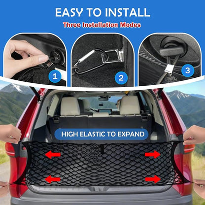 Envelope Style Cargo Net for 2020-2025 2026 Toyota Grand Highlander Accessories, Trunk SUV Mesh Cargo Net, Upgraded 5mm Bungee&Double-layer Nylon Storage Tailgate Netting Grocery&Tool Holder Organizer