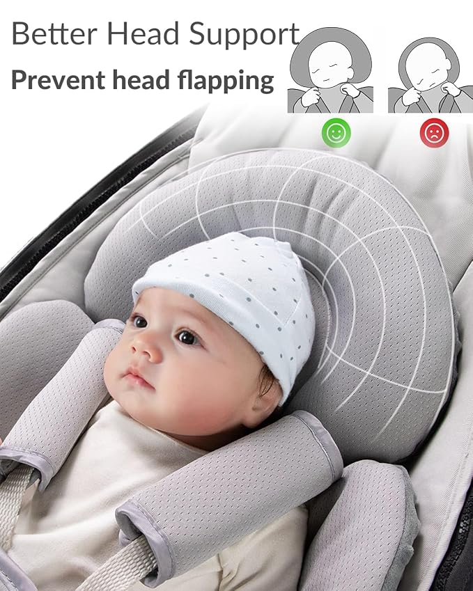 Generic Infant Insert Compatible with Mamaroo Swing & Graco Swing and Infant Car Seat, Newborn Insert Baby Head Body Support, Reversible Design, Breathable Soft Fabric, 1Pcs - Dots, Dark Gray