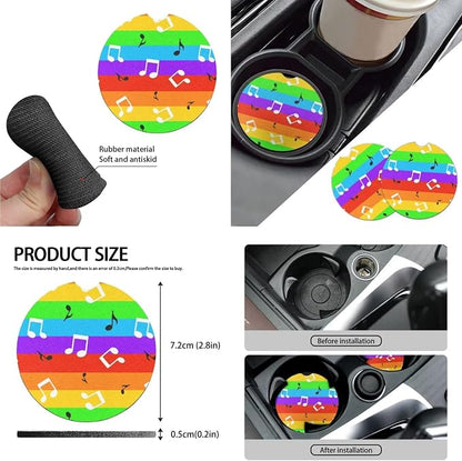 10 Pcs Rainbow Flag Music Note Car Seat Covers, Colorful Stripe Cars Accessories Steering Wheel Cover & Seat Belt Pads, LGBT Gay Pride Keyring Coaster