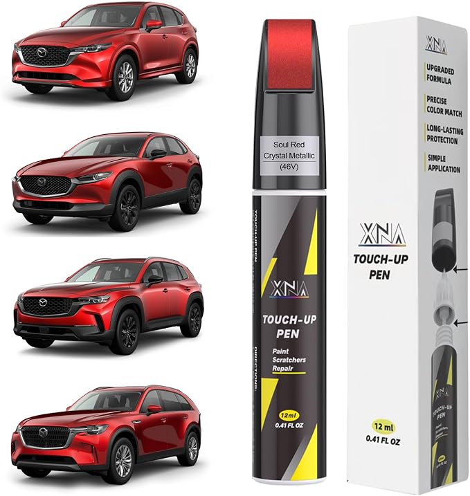 XNA Soul Red Crystal Metallic(46V) for Mazda Touch Up Paint, Car Scratch Remover for Nicks and Chips Repair, 2-In-1 Quick & Easy Fix Car Scratch Repair Kit with Exact Color-Matched