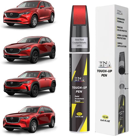 XNA Soul Red Crystal Metallic(46V) for Mazda Touch Up Paint, Car Scratch Remover for Nicks and Chips Repair, 2-In-1 Quick & Easy Fix Car Scratch Repair Kit with Exact Color-Matched