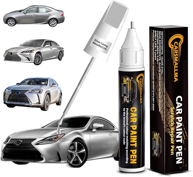 1J4 Silver Lining Metallic Car Touch Up Paint for Lexus, Color Accurate Car Paint Scratch Repair Pen Kit Quick & Easy Fix Vehicle Chips and Automotive Nicks Scuff