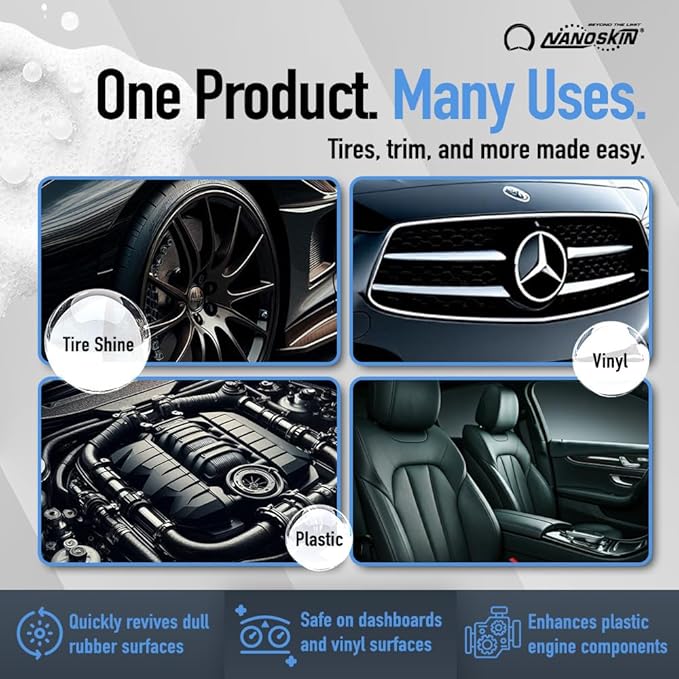 Nanoskin BLUE DRESS Premium Dressing 16 Oz. - Sprayable Interior & Exterior Dressing for Car Detailing | Works on Tire, Vinyl, Rubber, Plastic & Trim | Safe for Cars, Trucks, Motorcycles, RVs & More