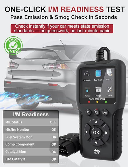 2026 Enhanced Universal OBD2 Scanner, Check Engine Code Reader - 65000+ Fault Codes, Live Data, I/M Readiness, Battery Voltage Check, Read & Clear Error Codes for All OBDII Protocol Car 1996+