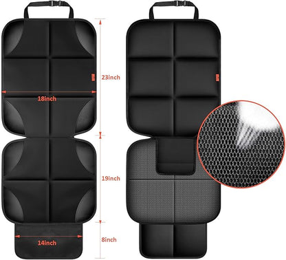 XHYANG Car Seat Protector 1 Pack Car Seat Cushion Mat Thickest Padding,Waterproof 600D Fabric Car Seat Covers for Non-Slip Backing Mesh Pockets for Baby and Pet (Black, 2 Pcs)