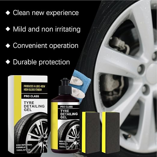 Tire Shine | 150g Wheel Coating with Sponge, Detailed Supplies | Automotive Trim Restorer | For SUV, Sedan, RV, Van, Trailer, Pickup, Car Repair