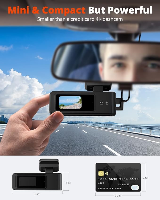 Kingslim 4K Dash Cam Front and Rear with 64GB SD Card, 5G WiFi Dash Camera for Cars, 1.5'' Screen Dashcam Wireless APP Control, Support G-Sensor/Time Lapse 2 Kinds Parking Monitor