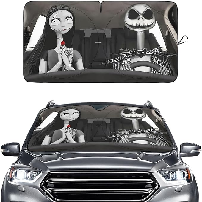 GENANY Horror Couple Windshield Sun Shade for Car SUV Truck (55x29 Inches), Automobile Sunshade, Protector Blocks UV, Car Accessories