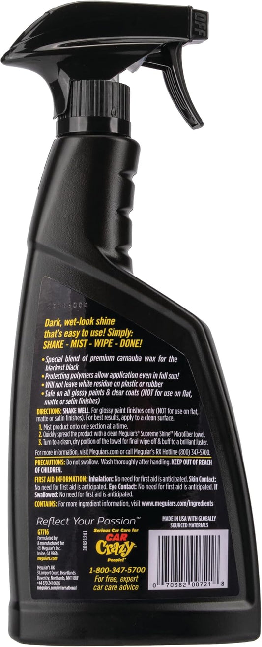 Meguiar's G7716 Gold Class Carnauba Quik Wax, Special Blend for Richness and Shine, Clear Coat Safe Meguiar's Quik Wax, Spray that Leaves Lasting Results without Residue, 16 Oz Containe (Pack of 6)