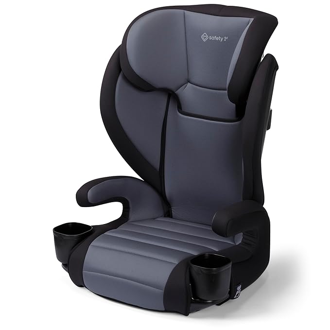 Safety 1st Grow and Go 2-in-1 Booster Car Seat with ComfortWings, Converts High-Back to Backless, 19" Wide, Slim Design, Lightweight, Foldable, Easy-Clean, Cup Holders, 40-100 lbs, Black Sand