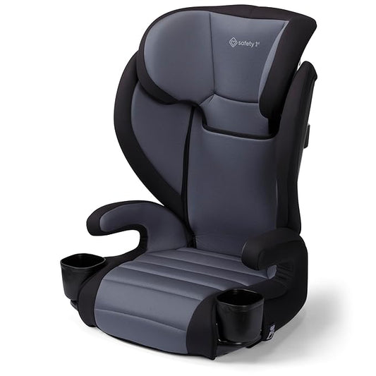 Safety 1st Grow and Go 2-in-1 Booster Car Seat with ComfortWings, Converts High-Back to Backless, 19" Wide, Slim Design, Lightweight, Foldable, Easy-Clean, Cup Holders, 40-100 lbs, Black Sand