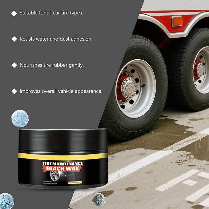 Tire Shine Spray - 100g Black Wax Protectant - Tire Coating For Car, Car Truck SUV Maintenance Detailing Trim Protection Garage