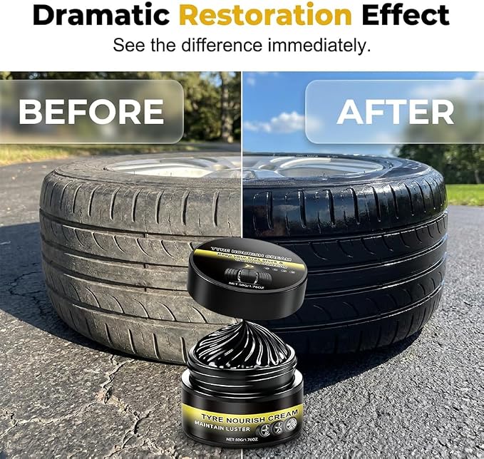 Car Tire Ceramic Coating, 2026 Powerful Wheel Cleaning Refurbish Wax with UV Blocking Dust, Tyre Nourish Cream, Tire Shine Cream for Long-Lasting Auto Care (1pcs)