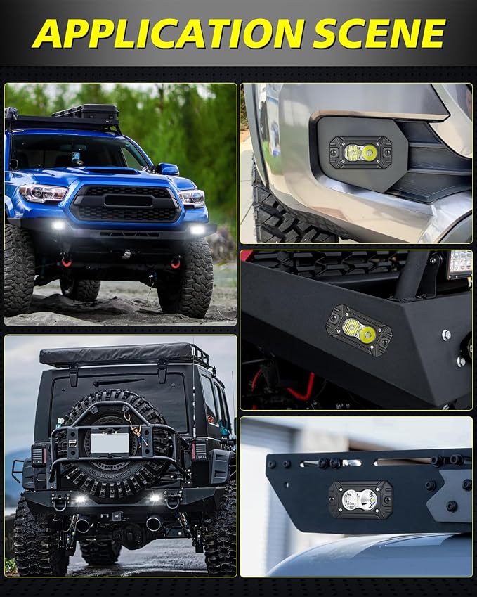 Flush Mount LED Pods, AKD Part CREE LED Flush Bumper Lights 40W Spot Flood Combo Offroad Driving Light Backup Reverse Lights Flush Mount LED Fog Light Pods for Trucks Pickup SUV UTV ATV