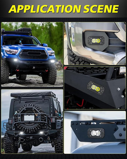Flush Mount LED Pods, AKD Part CREE LED Flush Bumper Lights 40W Spot Flood Combo Offroad Driving Light Backup Reverse Lights Flush Mount LED Fog Light Pods for Trucks Pickup SUV UTV ATV