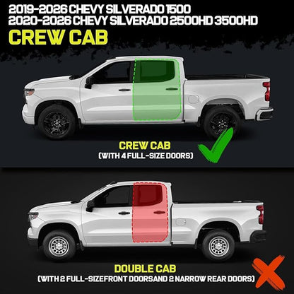 BINARY STAR 6 Inch Running Boards Compatible with 2019-2026 Chevy Silverado/GMC Sierra 1500 Crew Cab, 20-26 Silverado/Sierra 2500HD 3500HD. High Light Stainless Steel Side Steps Nerf Bars Step Bars.