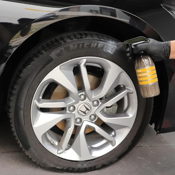 SPTA Tire Shine Spray, 16 Oz 500ml Extra Glossy Tire Shine Spray, Dry-to-Touch Dressing - Restores Wet Look to Rubber, Vinyl, and Plastic, Safe for Cars, Trucks, Motorcycles, RVs, and More -US-CL008