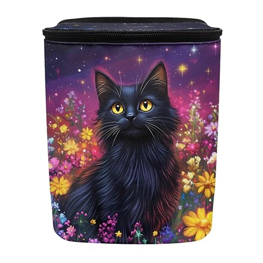 Talayituse Cat Daisy Galaxy Print Car Trash Can with Lid, Leak Proof Auto Trash Bag Hanging Vehicle Garbage Can Multipurpose Storage Container for Back Seat Road Trip