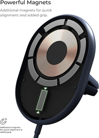 iOttie Velox Magnetic Wireless Charging Air Vent Car Phone Mount. Compatible with MagSafe iPhones including iPhone 12/13/14/15/16/17 Series (Car Charger Included)