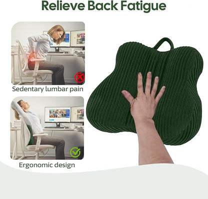 Lumbar Support Pillow for Recliner, Back Support Pillow for Office Chair, Back Cushion with Shredded Foam for Back Pain Relief & Reading, Lumbar Cushions for Couch, Sofa Seat, Car, Green