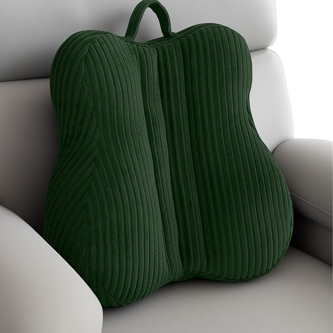 Lumbar Support Pillow for Recliner, Back Support Pillow for Office Chair, Back Cushion with Shredded Foam for Back Pain Relief & Reading, Lumbar Cushions for Couch, Sofa Seat, Car, Green