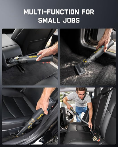 Fanttik Slim V8 APEX Car Vacuum, 4-in-1 Portable Mini Cordless Vacuum with 19000pa Suction Power for Pet Hair, Type-C Charge, One-Touch Empty for Car, Office Desk, Keyboards (Gray)