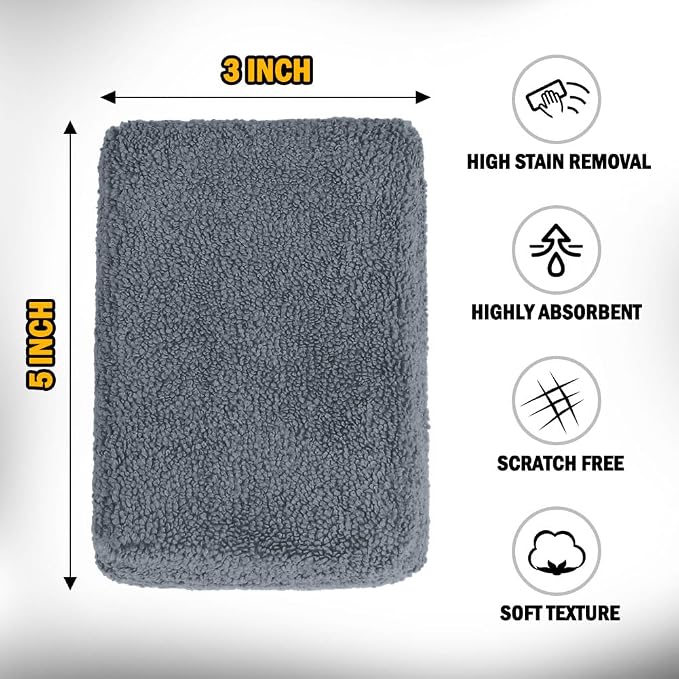 HOMEXCEL Microfiber Applicator Pads, Scratch-Free Car Wash Sponge for Cleaning, Premium Wax Foam Applicator Pads for Car Detailing, 5”x3”, 8 Pack, Grey