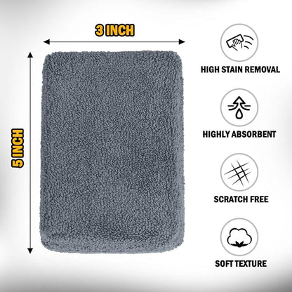 HOMEXCEL Microfiber Applicator Pads, Scratch-Free Car Wash Sponge for Cleaning, Premium Wax Foam Applicator Pads for Car Detailing, 5”x3”, 8 Pack, Grey