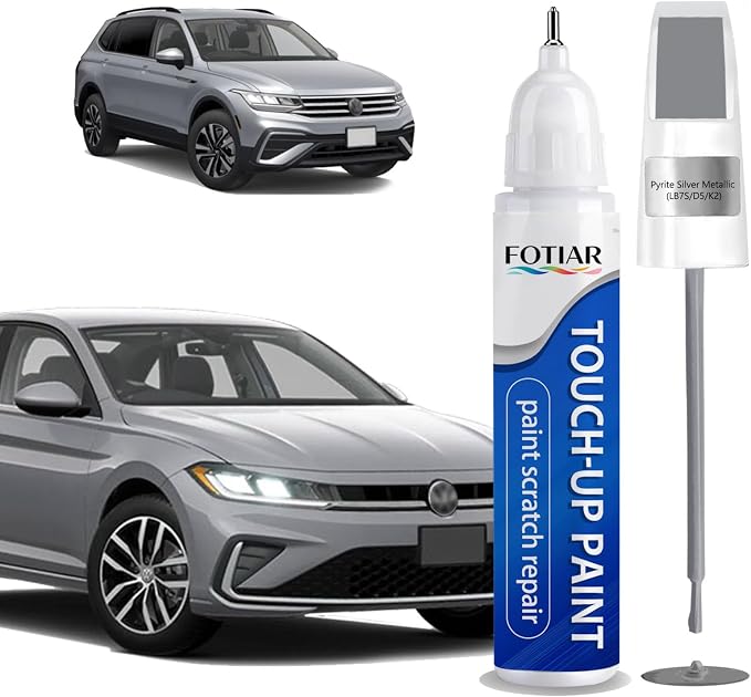 Pyrite Silver Metallic(LB7S/D5/K2) Touch up Paint for Volkswagen-Exact Match Scratch Repair Kit 2-In-1 Premium Car Paint Pen for Chips & Nicks
