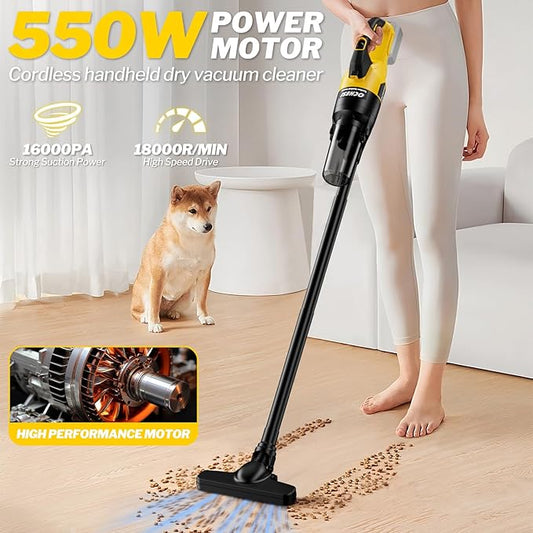 Cordless Vacuum Cleaner for Dewalt 20V Battery, 6 in 1 Handheld Electric Vacuum Cleaner with HEPA Filter and LED Light, 46 CFM Portable Hand Vacuum for Floor, Carpet, Car (Battery Not Included)