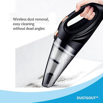 12V Hand Vacuum Cordless Rechargeable, Car Vacuum Portable, Powerful Suction,Long Flat Nozzle with Gaps,Small Handheld Vacuum Cleaner for Car,Office,Home, Pet Cleaning. (Black)