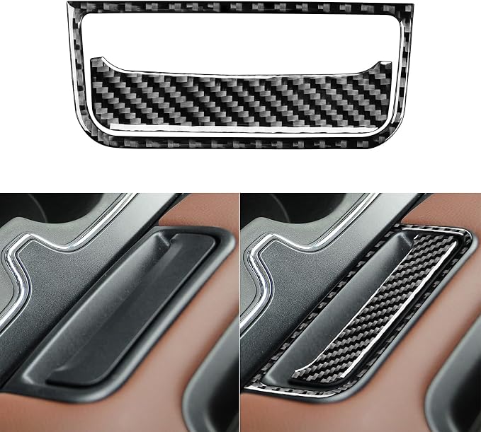 Real Premium Carbon Fiber Fit for Chevy Silverado/GMC Sierra 1500 2014-2018 for 2500/3500HD 2015-2019 Car Center armrest Switch Trim Decals Sticker Auto Interior Accessories Cover Black