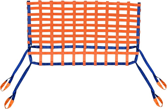 6.56' x 6.56' Polyester Cargo Lifting Net, Flat Sling Hoisting Straps for Loading and Unloading, Heavy Duty Hanging Mesh, 4400 lbs Capacity
