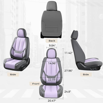 Coverado Seat Covers, Car Seat Covers Front Seats, Leather Seat Covers for Cars, Car Seat Protector Waterproof, Gray Car Seat Cushion, Front Carseat Cover Universal Fit for Most Cars Purple