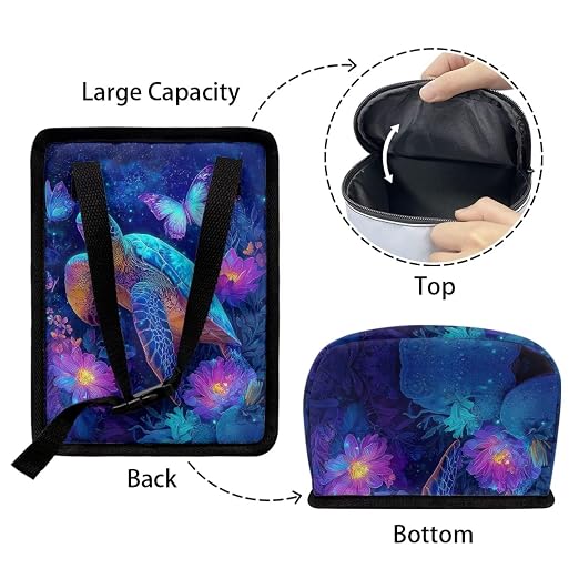 Talayituse Daisy Turtle Butterfly Print Car Trash Bin, Large Size Auto Trash Can Adjustable Portable Garbage Can with Lid, Vehicle Hanging Bag for Headrest Front Back Seat