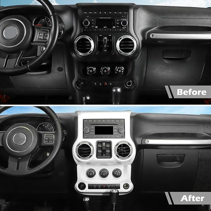 RT-TCZ for Jeep JK White Dash Accents Radio A/C Controls Cover Trim for Jeep Wrangler JK JKU 2011-2017 ABS Interior Accessories 2pcs