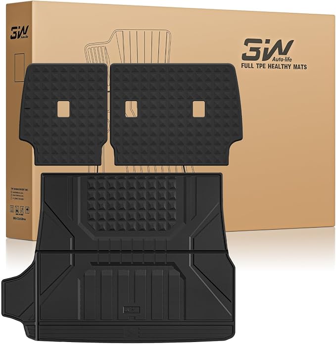 3W Cargo Mat for Toyota 4Runner 2025 2026 5 Seats(Not fit Hybrid), All Weather TPE Custom Fit Trunk Mat & Backrest Mat for SR5/TRD/Limited 6th gen 4 Runner