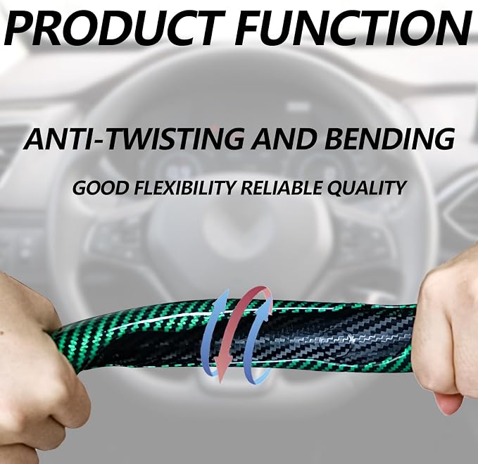 2pcs Universal Fit Carbon Fiber Steering Wheel Cover, Anti-Skid Steering Wheel Cover/Segmented Steering Wheel Protector/Car Interior Accessories (Bright Green)