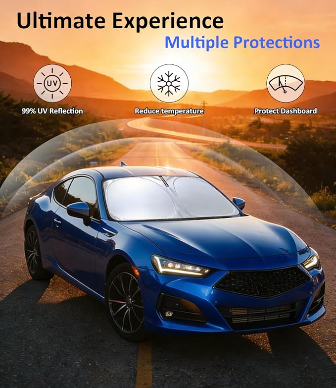 Windshield Sun Shade for 2021-2026 Acura TLX Accessories, Car Front Window Sun Visor Protector & Heat Shield | 240T Sunshade Protection Blocks UV Rays Keep Your Car Cooler