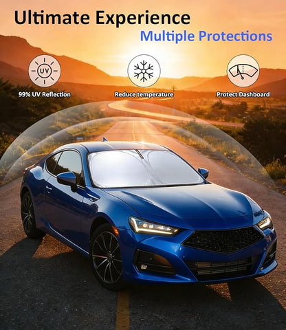 Windshield Sun Shade for 2021-2026 Acura TLX Accessories, Car Front Window Sun Visor Protector & Heat Shield | 240T Sunshade Protection Blocks UV Rays Keep Your Car Cooler