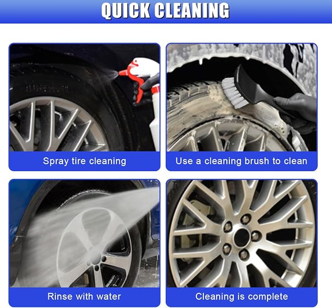 Car Wheel Brush, Stiff Bristle Short Handle Scrub Tire & Wheel Rim Brush, No-Scratch Carpet/Floor Mat Detailing Tool, Auto Interior and Exterior Cleaning Supply for Vehicle, Home (White)