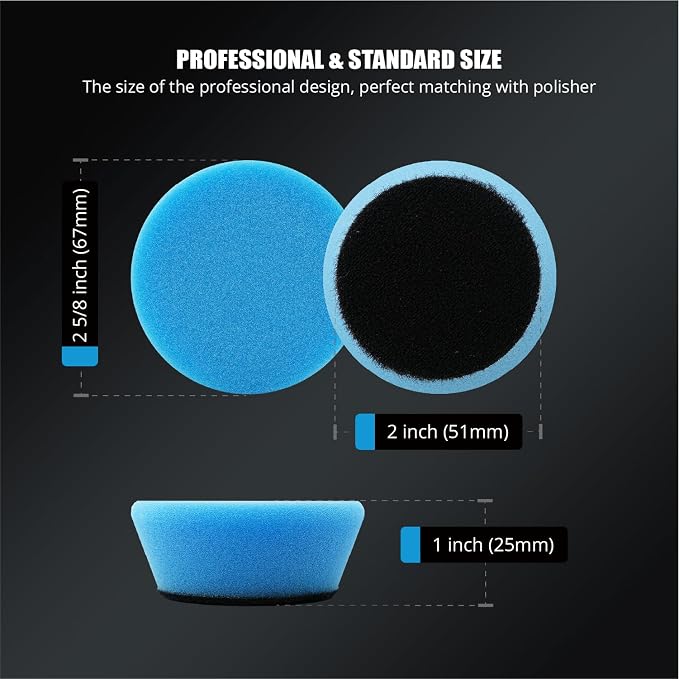 SPTA Blue T60 Moderate-Cut Foam Polishing Pads, 5Pcs 2inch/50mm Sponge Polishing Buffing Pads, Car Foam Detail Polishing Pad Kit for Car Detail Polishing, Small Area Polishing -FPTSS2B