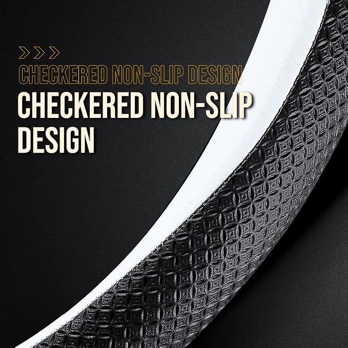 LKWLIKEI Nappa Leather Ultra-Thin Steering Wheel Cover, for Tesla Model 3/Y Steering Wheel Cover, Non-Slip Design and Interior Modification of car Accessories （White）